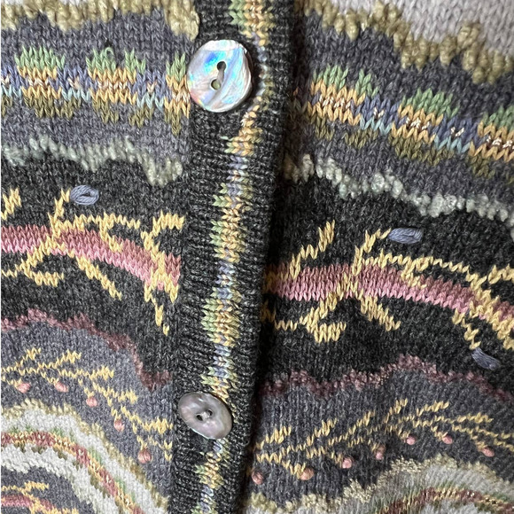 Talbots Women's Fair Isle Cardigan Sweater Size SP in Multicolor Lambswool Blend - Picture 2 of 9